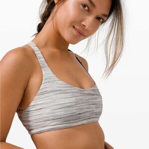Lululemon Free To Be Wild Sports Bra Size 8 Gray Strappy Back Yoga